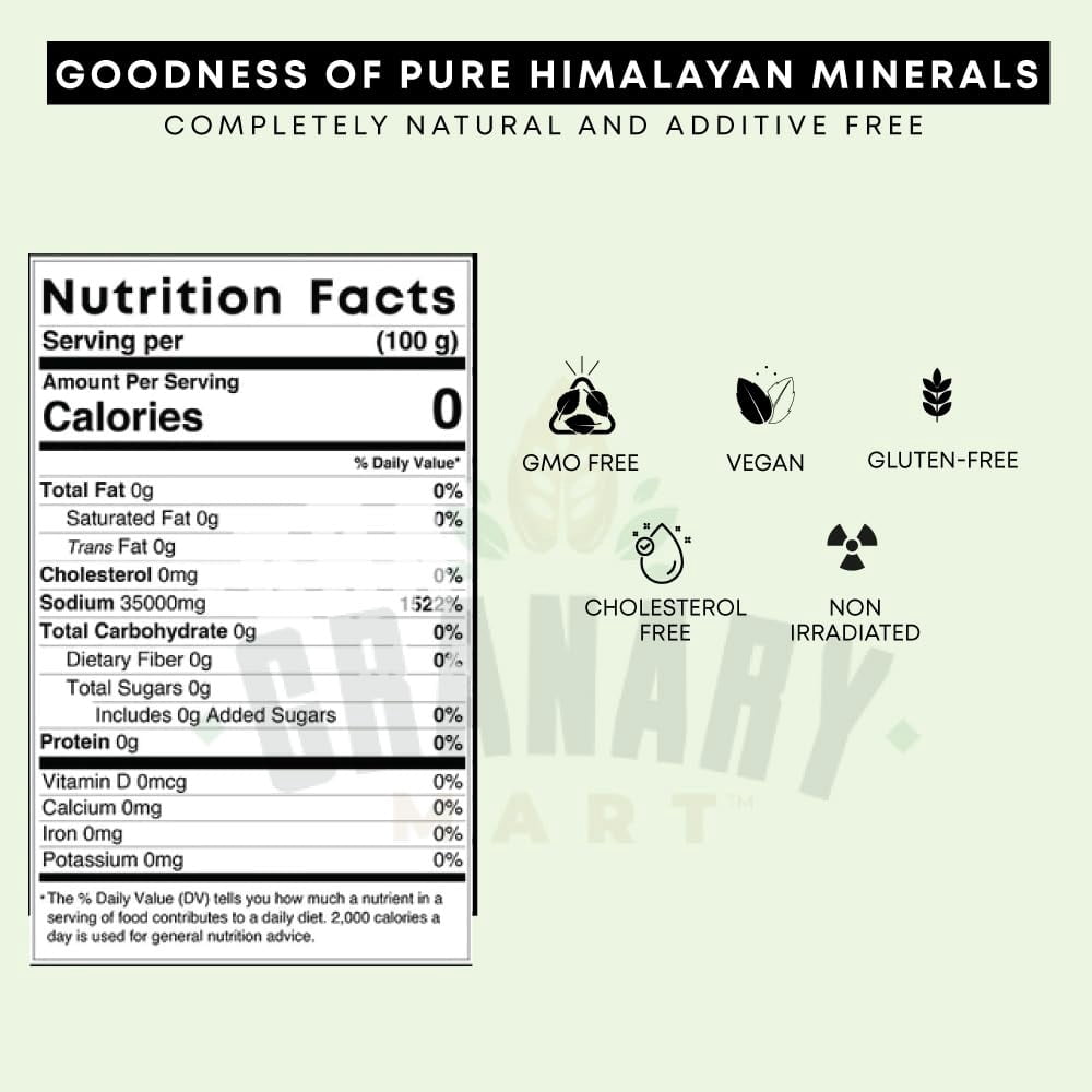 Himalayan White Salt Coarse Crystals by Granary Mart – Rich in Trace Minerals – Ideal for Grinder – Gourmet Grade - Unrefined & Natural - Affordable Wholesale Rate - 55 lbs Bulk Bag