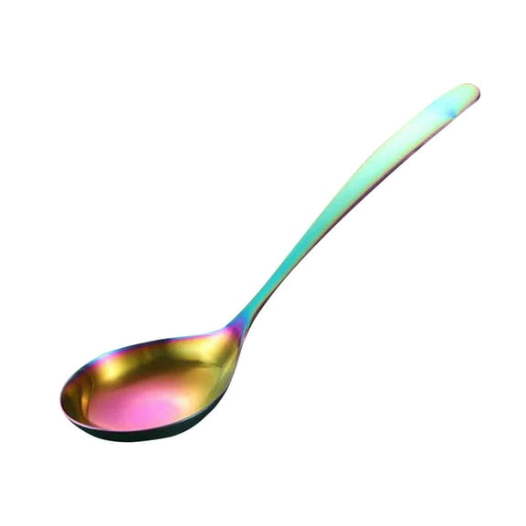 CICRKHB Tableware Rainbow Stainless Steel Soup Spoon Mixing Drinking Tools Metal Big Dessert Multicolor