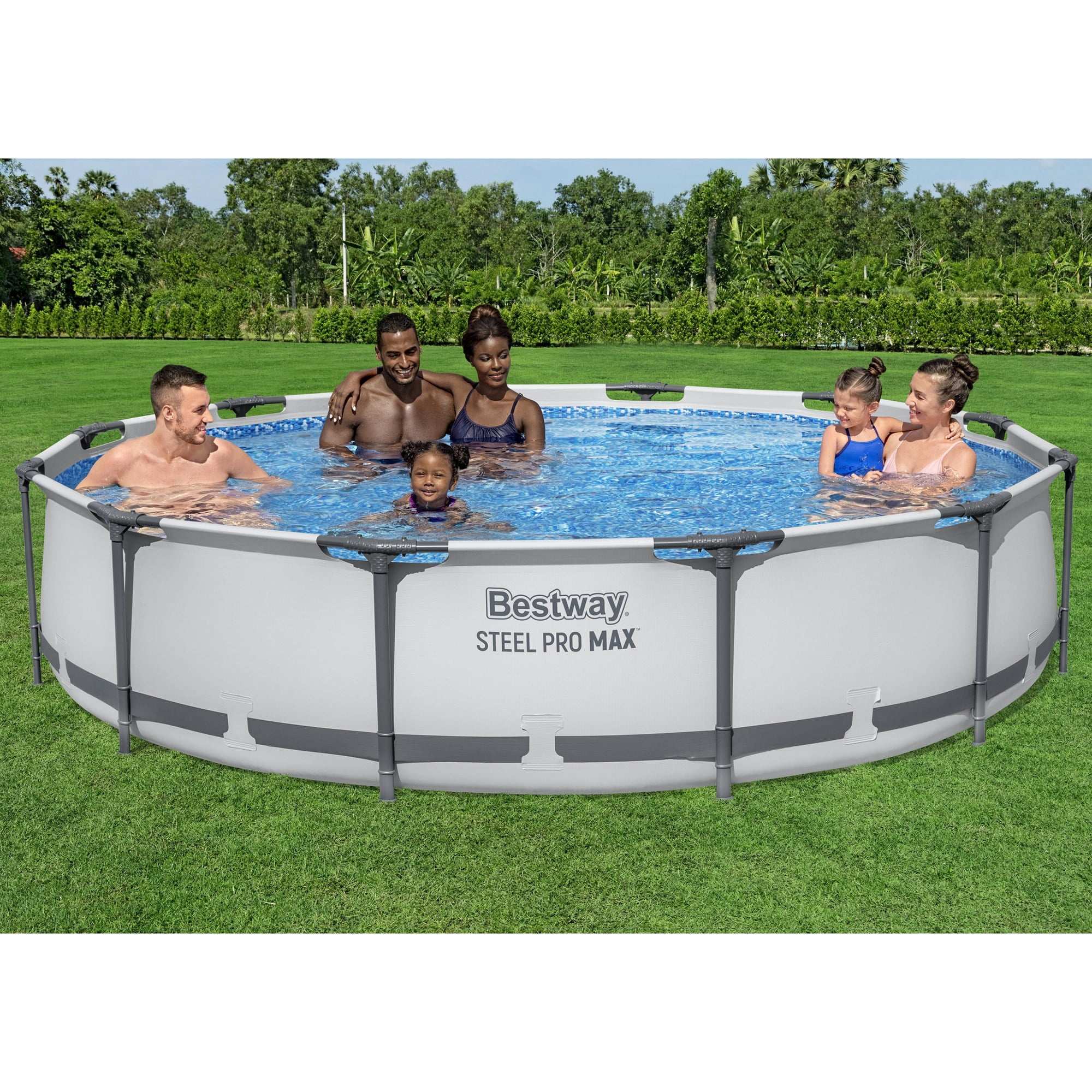 Bestway 12' x 30" Steel Pro Round Frame Above Ground Pool Set with Filter Pump