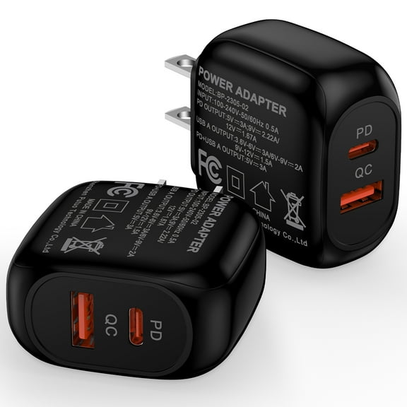 USB C Block, 2 Pack Hootek Type C Charger Block 20W Dual USB Wall Charger Adapter Plug Android Type C Charger Block Phone Charger Adapter USB C Brick USB C Charger Box Fast Charging Block,Black