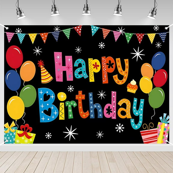 Happy Birthday Backdrop Banner Colorful Party Decor Large Yard Sign Background for Boys Girls