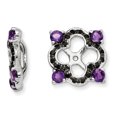 thumbnail image 1 of Boucles d'Oreilles en Argent Sterling Rhodié Améthyste & Saphir Noir QJ137FEB, 1 of 2