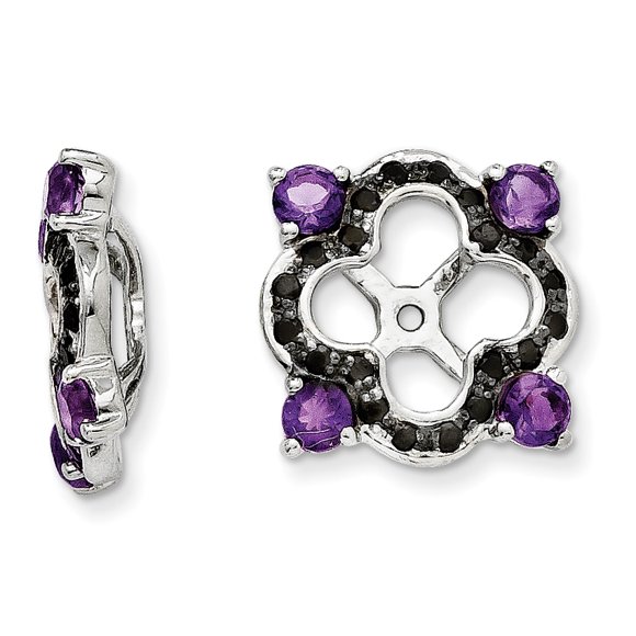 Sterling Silver Rhodium Amethyst & Black Sapphire Earring Jacket QJ137FEB