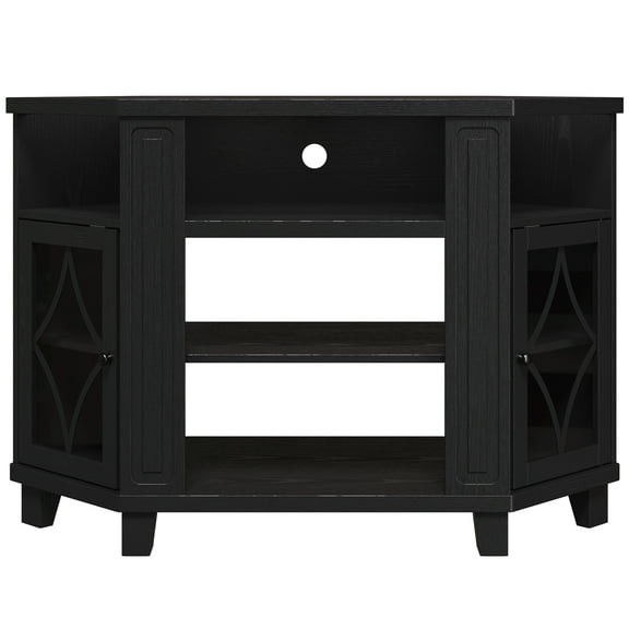 Heynemo Corner TV Stand with Adjustable Shelves and Acrylic Doors, TV Cabinet for Living Room, Bedroom