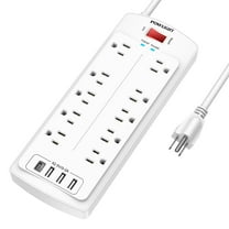 Power Strip Surge Protector - 10 AC Outlets and 4 USB Ports (1 USB-C), 6ft Extension Cord, Overload Protection for Home and Office Use