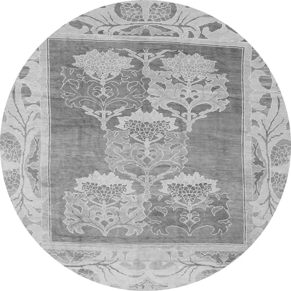 Ahgly Company Indoor Round Abstract Gray Modern Area Rugs, 7' Round