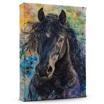 Pony Black Connemara Canvas Wall Art Animal Decor, Pony Black Connemara Canvas Prints Wild Animal Artwork for Living Room Bedroom Office 190HD879