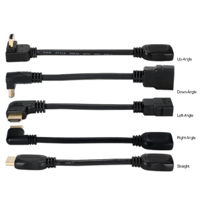 QVS 0.5 ft. High Speed HDMI Ultra HD 4K Angle Adaptors HDTV Hook-Up Install Kit