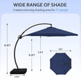 thumbnail image 2 of JUSTLET 12ft Curvy Cantilever Offset Hanging Market Patio Umbrella with Base, Navy, 2 of 9