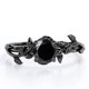 thumbnail image 1 of JeenMata Anillo de Compromiso con Diamante Negro de 0,50 Quilates Creado en Laboratorio Corte Redondo, Forma de Hoja y Enredadera, Baño de Oro Negro de 18 K sobre Plata, 1 of 6