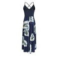 thumbnail image 4 of SMihono Robe Maxi Bohème d'Été pour Femmes Grande Taille Robe Maxi Asymétrique pour Femmes Décontractée à Col en V d'Été à Fleurs Sans Manches Robes de Plage Évasées Robe d'Été, 4 of 8