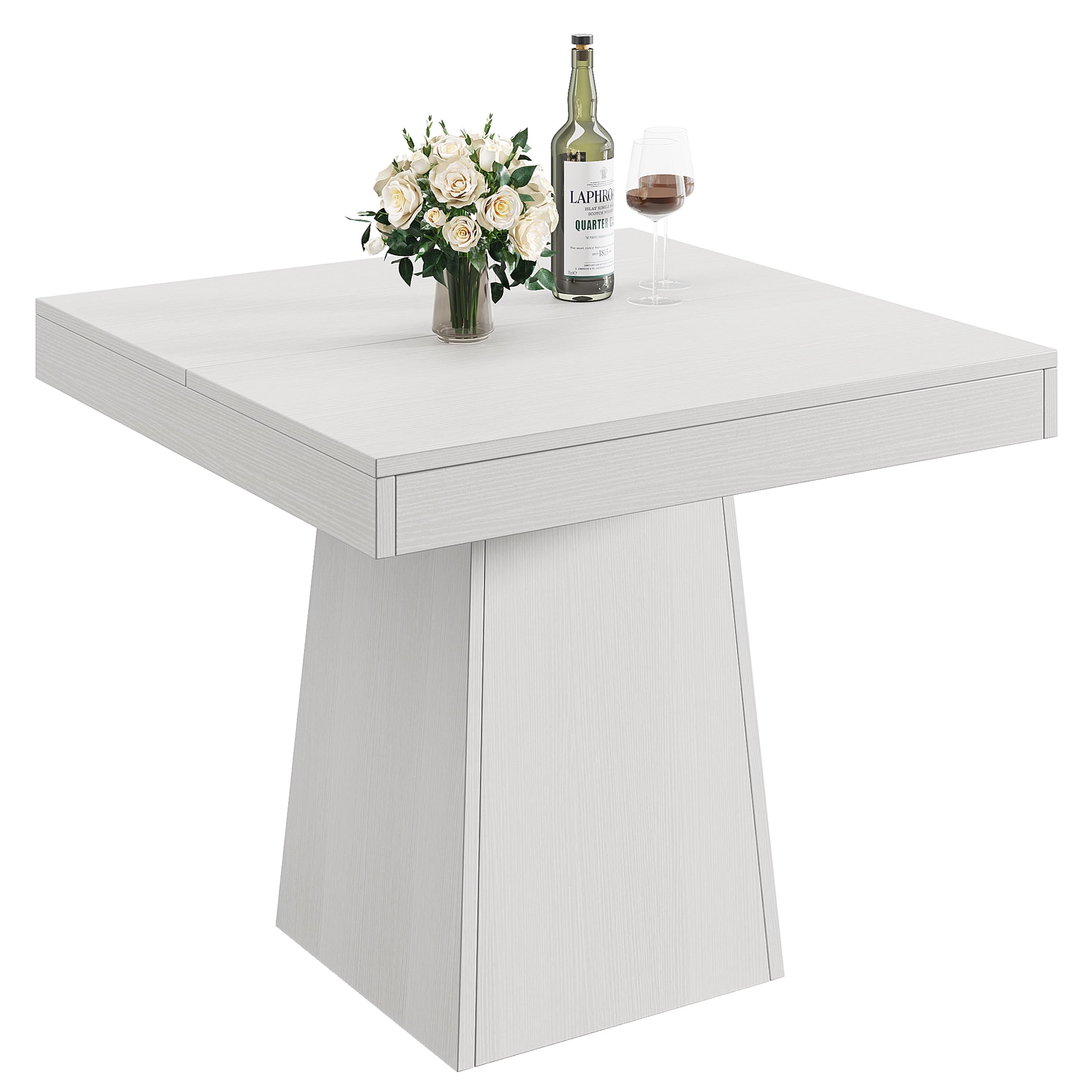 Fnova 31.5" Square Farmhouse Dining Table, Wood Coffee Table for 4 People, Modern Kitchen Table for Dining Room, White (Chairs Not Included)