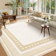 thumbnail image 4 of Nanan 10'x13' Modern Bordered Area Rug Geometric Carpet, Washable Stain-Resistant Non-Slip Rug for Living Room Bedroom Home Office, Beige, 4 of 10