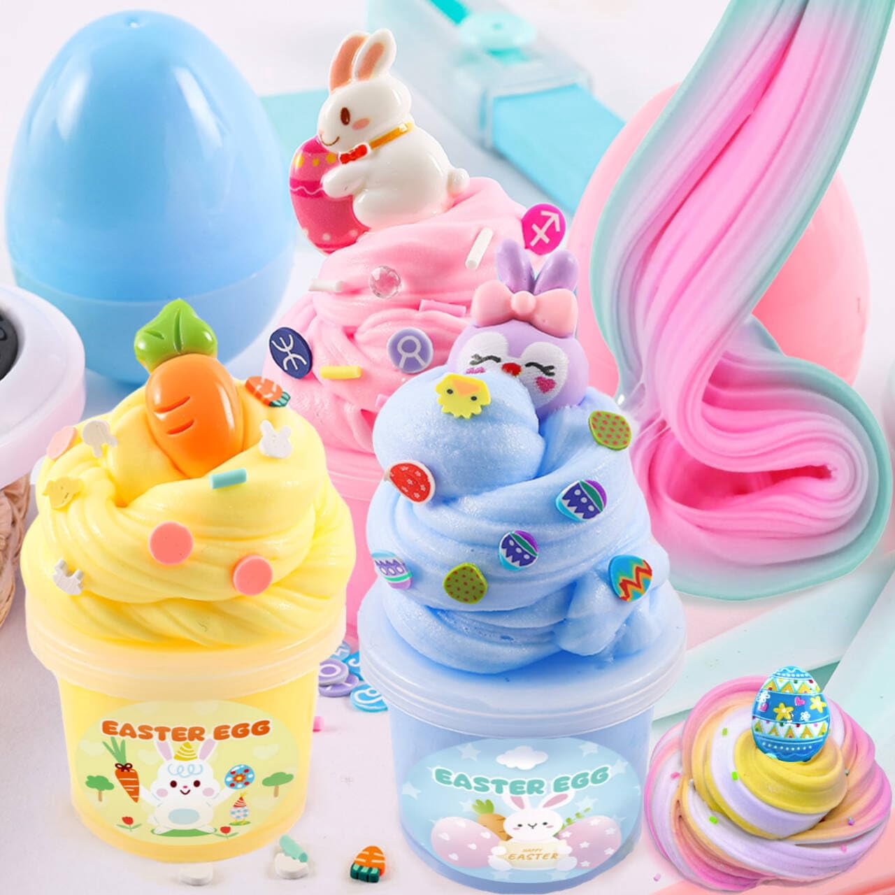 12 Pack Slime kit,DIY Butter Slime,Stress Relief Toys,Craft Toy, for Girl and Boys Party Favors,Easter Basket Fillings and Birthday Gift