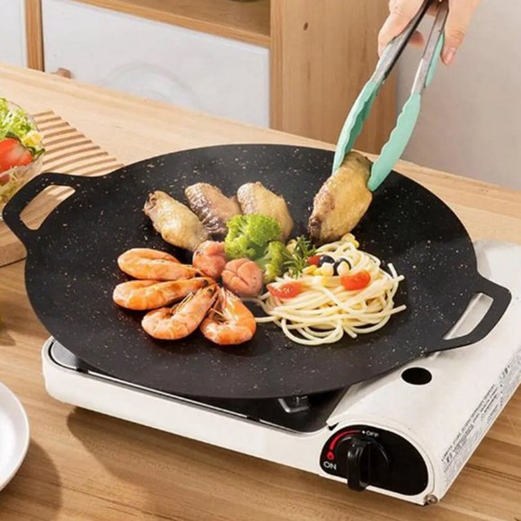 Plaque de Grillade de Camping Extérieure 30cm Antiadhésive Plaque de Barbecue Coréenne Pot à Viande Plat