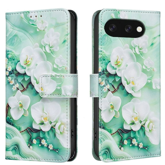 ELEHOLD Flip Wallet Phone Case For Google Pixel 9A, Cute Butterfly Floral PU Leather Elegant Folio Design Card Slots, Kickstand Magnetic ClosureShockproof Case Cover ,A
