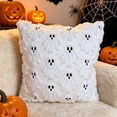 thumbnail image 6 of Halloween Pillow Covers, 18x18 inch White Ghost Throw Pillow Covers, Faux Fur Soft Couch Cushion Case, Fluffy Plush Accent Throw Pillow Case for Halloween Home Decor Indoor, 6 of 8