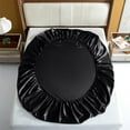 thumbnail image 7 of Heavyweight Satin Fitted Sheet Only, Luxury Silky Fitted Sheet Ultra Soft Deep Pocket Bottom Sheet, Wrinkle & Fade Resistant(QUEEN,Black), 7 of 7