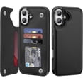 thumbnail image 1 of KOMI for iPhone 16 Plus Wallt Case with Card Holder,Premium PU Leather Kickstand Card Slots Drop Protective Shockproof Rugged Cover Flip Case for Apple iPhone 16 Plus 6.7 inch, Black, 1 of 4