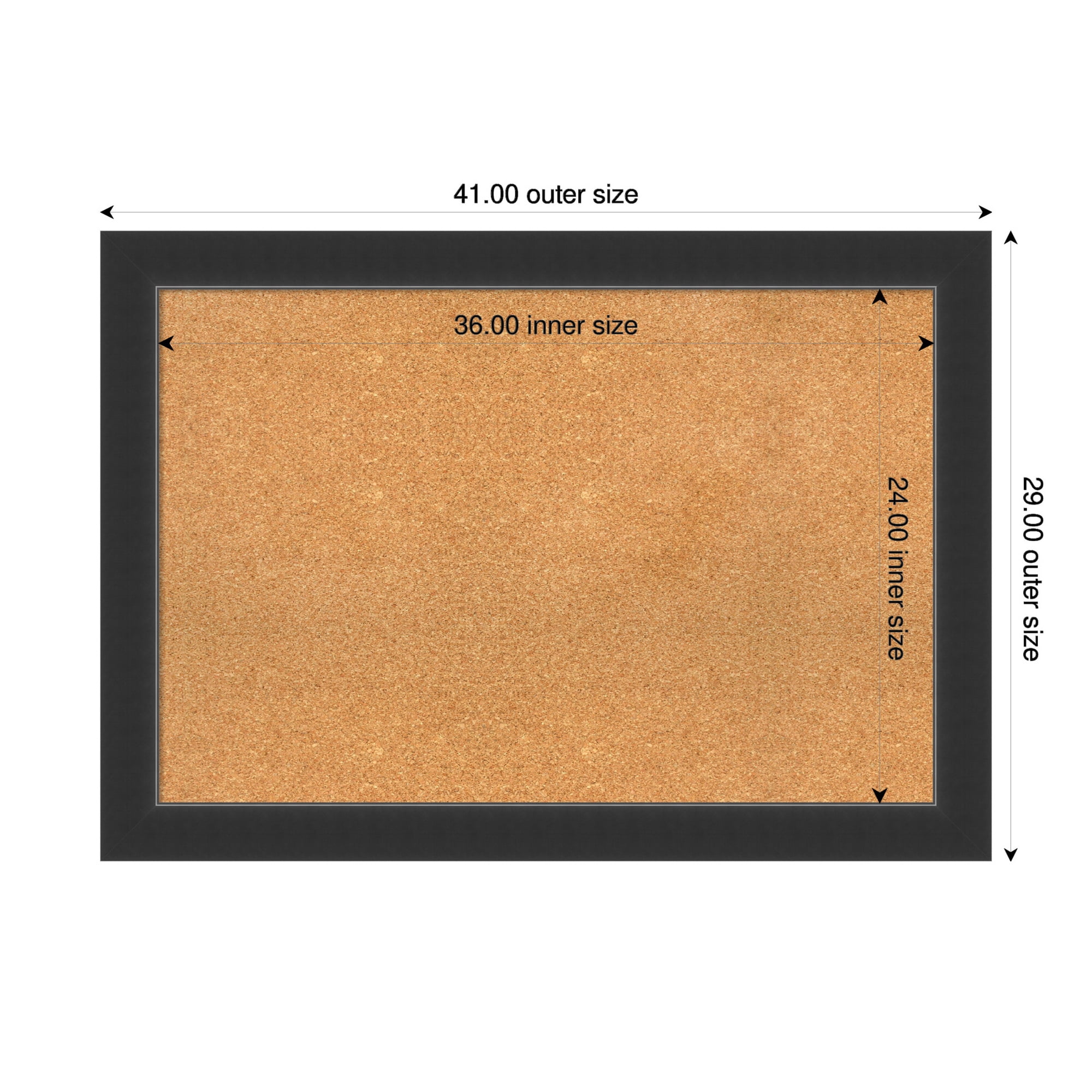 Amanti Art Natural Cork Board Wood Framed Corvino Black Bulletin Board 41 in. x 29 in.