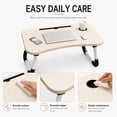 thumbnail image 3 of Portable Foldable Desk, 23.6 In Laptop Desk Table Workspace Office Organizer Bed Sofa Tray with Slots/Cup Holder/Drawer, Anti-Slip for Reading Writing Eating Watching, 3 of 5