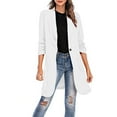 thumbnail image 2 of Jalioing Mid-Lenth Blazer for Women Open Front Lapel Solid Color Long Sleeve Dressy Elegant Long Cardigan (X-Large, White), 2 of 5