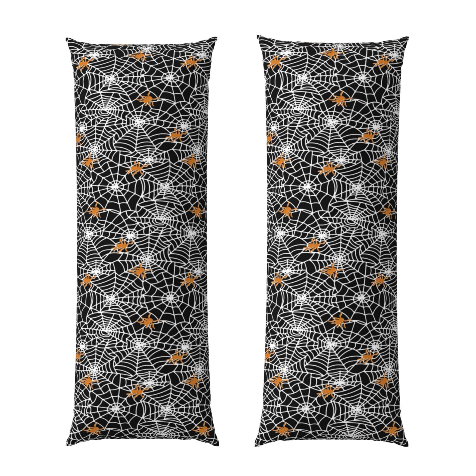 Qokaie Spider Cobweb Print Cotton Hypoallergenic Body Pillow protectors with zipper,Standard size - (55 x 21 inches),Pillows Not Included
