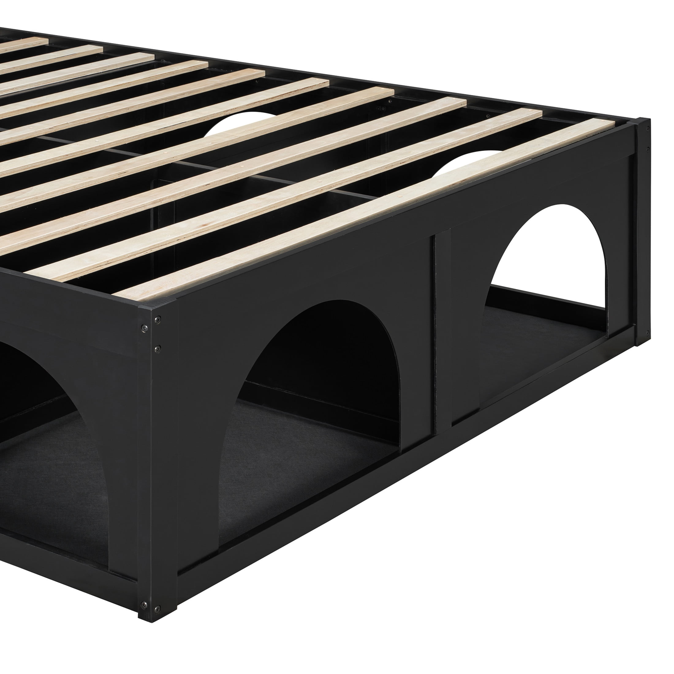 Christopher Knight Home Pet-Friendly Platform Bed with Nook, Upholstered Headboard, Queen Size, Black