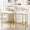 Beige, variant on BRILHAMEZ Modern Counter Height Bar Stools with Backrest, Upholstered PU Faux Leather Dining Chairs with Gold Metal Frame, Brown, Set of 2
