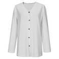 thumbnail image 4 of Sakmal Womens Blouses White Button Down Knit Fashion Sweaters Long Sleeve Solid V Neck Blouses for Women, 4 of 5