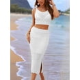 thumbnail image 4 of Women'S 2 Piece Outfits Top with Slit Bodycon Long Skirt Clothing Set White M, 4 of 7