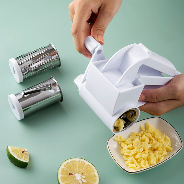 3 in 1 Cheese Grater with Handle Rotary Cheese Slicer with 3 Drum Blades  Stainless Steel Manual Handheld Cheese Shredder - AliExpress