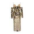 thumbnail image 4 of Elainilye Fashion Sequin Dress for Women Off Shoulder Dresses Mesh Perspective Long Evening Dress Party Dress,Gold, 4 of 6