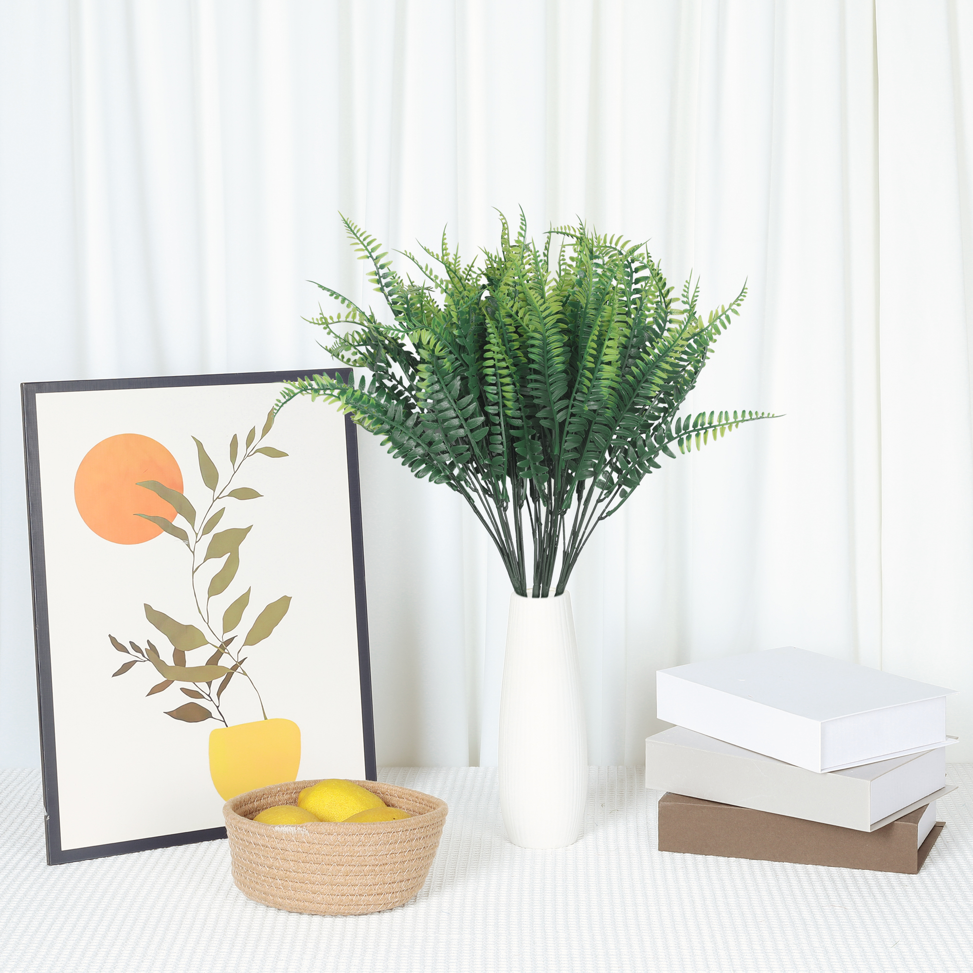 Unique Bargains 5pcs Artificial Plants Faux Floral Leaf Outdoor Home Garden Plants Green