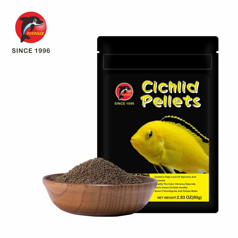 Porpoise Cichlid Fish Food Mini Sinking Pellets 80g/2.82oz Bag