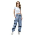 thumbnail image 4 of Girls Summer Pants New Girls Baggy Striped Sweatpants Elastic Waist Drawstring Comfy Kids Casual Joggers Pants with Pockets Blue 5 Years, 4 of 7