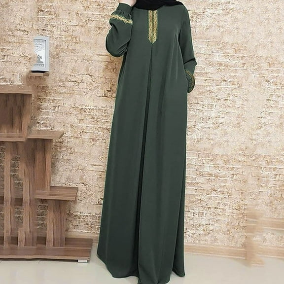 Babysbule Dresses For Women Plus Size Fire Women Plus Size Print Abaya Jilbab Muslim Maxi Dress Casual Kaftan Long Dress