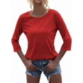 thumbnail image 3 of 3/4 Sleeve Women Round NeckSolid Casual Basic Tops T Shirt, 3 of 4