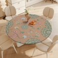 thumbnail image 5 of Floral Mandala Wallpaper Design Round Table Cover Kitchen Printed Waterproof Tablecloth Elastic Edged Tablecloth Fits Party Wedding Indoor Outdoor Tables, 5 of 8
