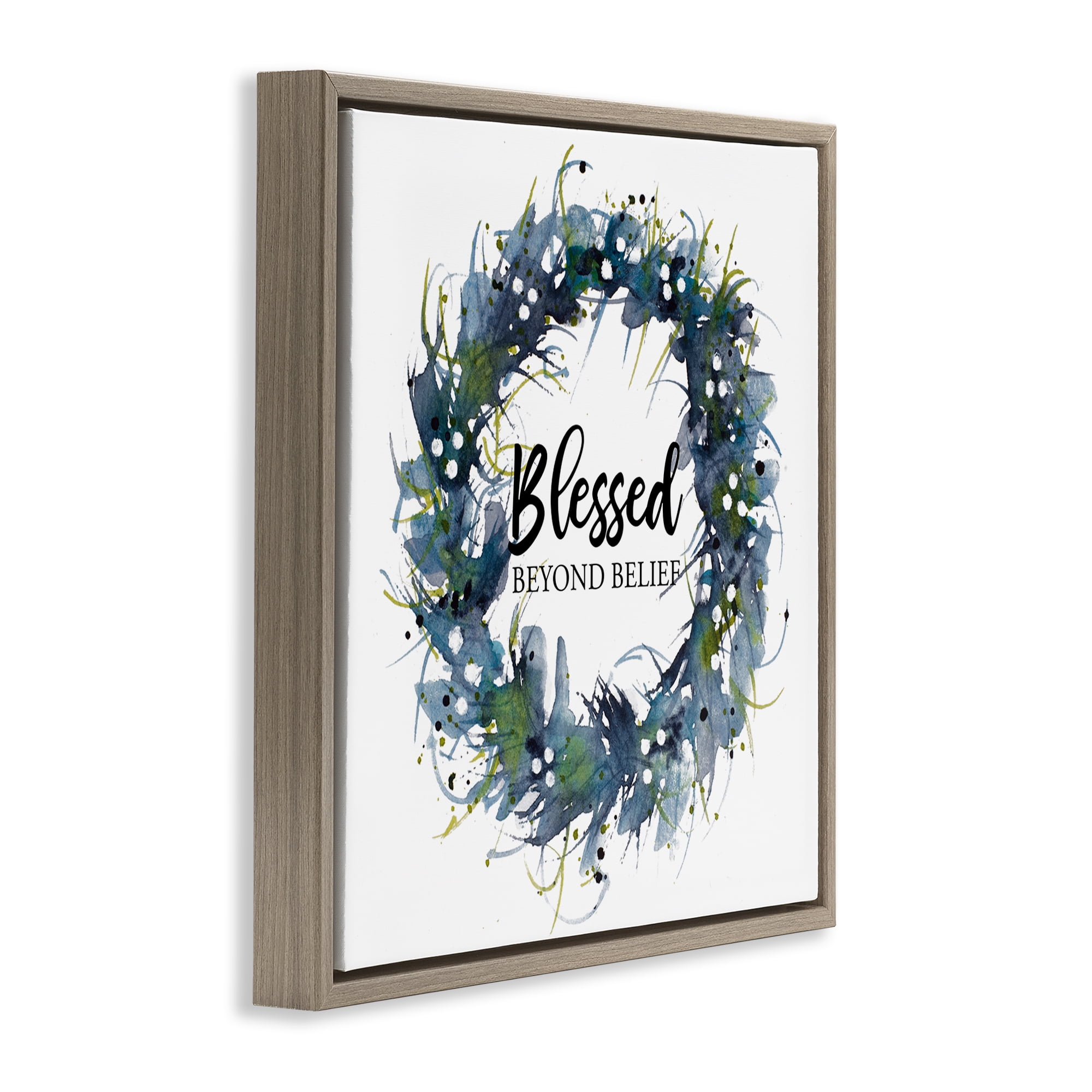 Stupell Industries Blessed Beyond Belief Religious & Spiritual Painting Brown Floater Framed Canvas Art Print Wall Art, 18 x 18