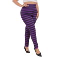 thumbnail image 4 of HDE Womens Plus Size Graphic Leggings Halloween Costume Tights Black and Purple Stripes 3X, 4 of 6