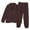 Brown, variant on Solid Color Womens Fluffy Pajamas Set Fleece Pullover Pants Plush Loungewear Sleepwear Orange