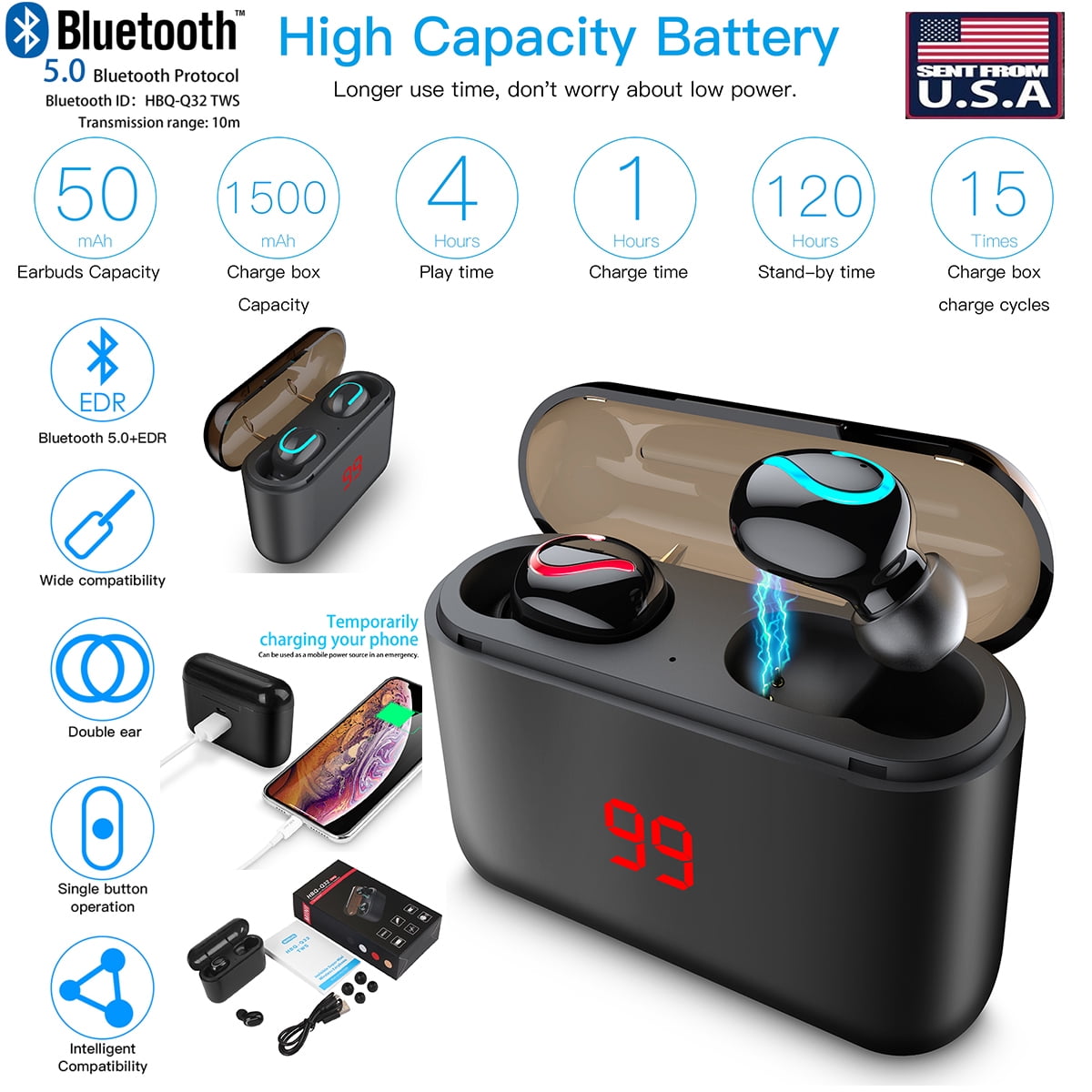 HQB-Q32 TWS Wireless Bluetooth Stereo 