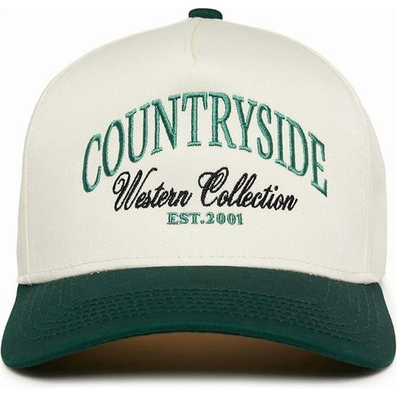 Countryside Western Collection Hat, Embroidered Trucker Cap, Vintage Country Style Snapback for Men and Women, Adjustable Baseball Hat, Est. 2001 Retro Design