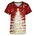 thumbnail image 4 of Holiday Gifts! Titcea Christmas Scrub Tops Women Xmas Tree Printed Short Sleeved V Neck Scrub Tops with Pockets Lightweight Stretchy Working Uniform, 4 of 4