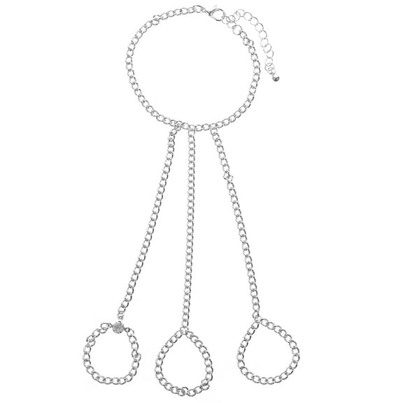 IBASETOY Women Hand Chain Jewelry Silver 1Set Finger Bracelet for  Costume