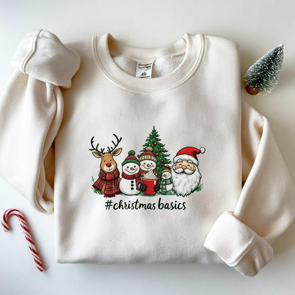 Santa, Reindeer And Snowmen Embroidered Sweatshirt, Christmas T-Shirt, Retro Holiday Shirt ,Cozy Winter Top, Xmas Shirt, Classic Santa Tee