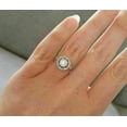 thumbnail image 4 of Blue Jewelry 1.9 Ct Moissanite Round Cut Diamond Wedding Rings - 14K White Gold Plated Rings for Gifts - Elegant Vintage Inspired Octagon Halo Milgrain Style Rings - Beautiful Jewelry, 4 of 7