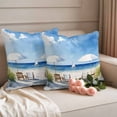 thumbnail image 2 of Coastal Beach Blue Outdoor Waterproof Pillow Covers, Nautical Wave Abstract Oil Painting Decorative Square Throw Pillowcase Sofa Cushion Sham for Patio/Couch/Chair, 20"x20" 2 Pack, 2 of 8