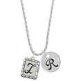 thumbnail image 1 of Delight Jewelry Silvertone Pebble Border Initial - I Silvertone Script Initial Disc - R - Charm Necklace, 20"+3", 1 of 4